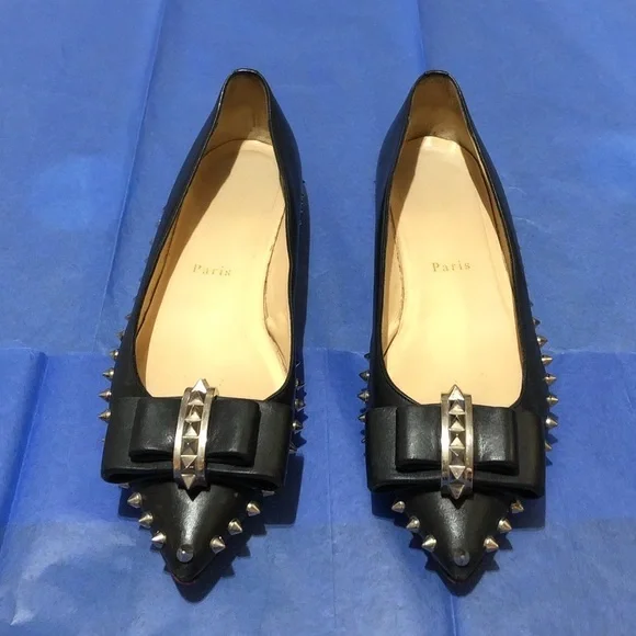 Christian Louboutin Spikeds Flats womens 38 1/2 - Picture 1 of 9